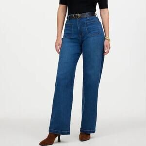 Madewell Curvy Emmett Wide Leg Trouser Jeans Patch Pockets Medium Wash 26